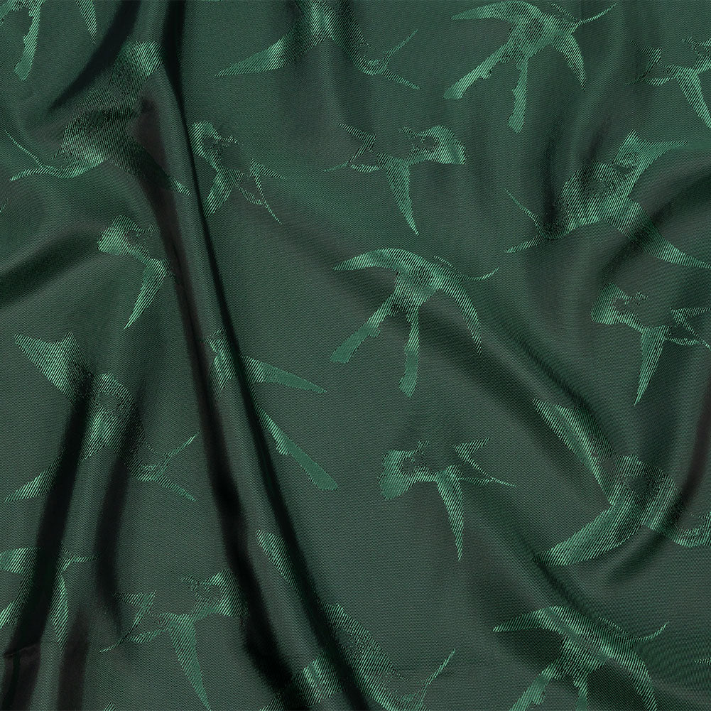 Hummingbirds Jacquard Lining - Hunter Green Tonal Hummingbirds Jacquard Lining - Hunter Green Tonal