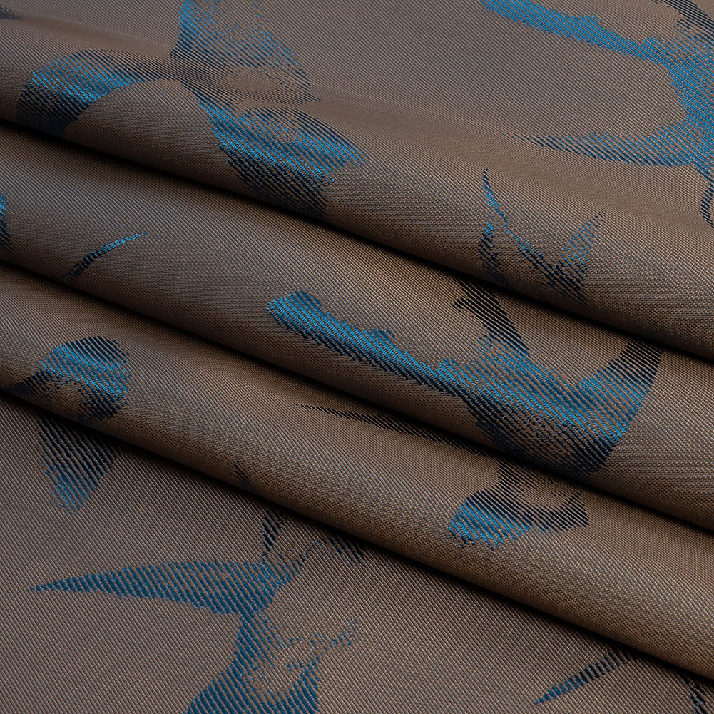 Hummingbirds Jacquard Lining - Blue and Beige Bi-Color Hummingbirds Jacquard Lining - Blue and Beige Bi-Color