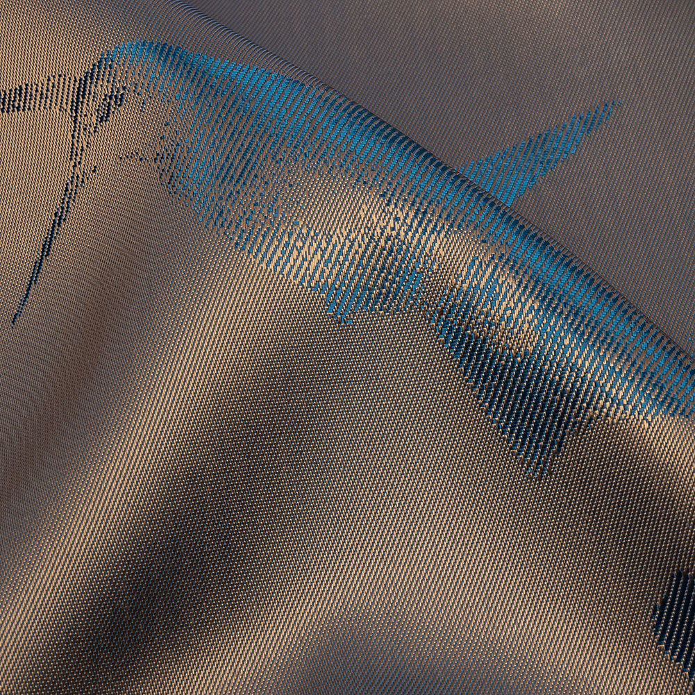 Hummingbirds Jacquard Lining - Blue and Beige Bi-Color Hummingbirds Jacquard Lining - Blue and Beige Bi-Color