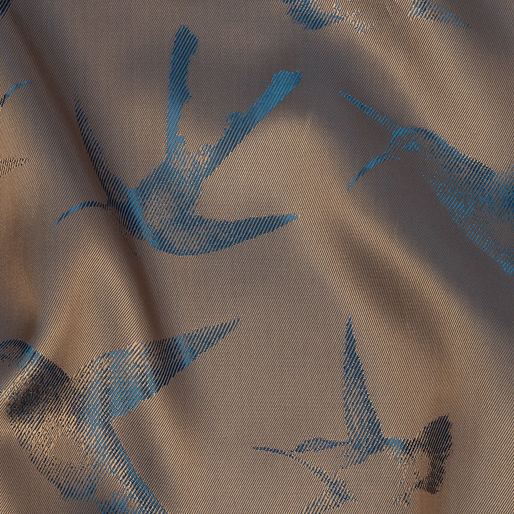 Hummingbirds Jacquard Lining - Blue and Beige Bi-Color Hummingbirds Jacquard Lining - Blue and Beige Bi-Color