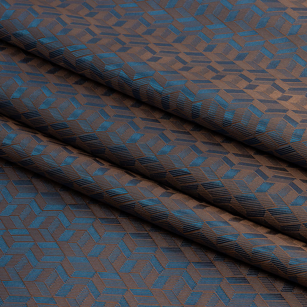 Geometric Jacquard Lining - Blue and Beige Bi-Color Geometric Jacquard Lining - Blue and Beige Bi-Color