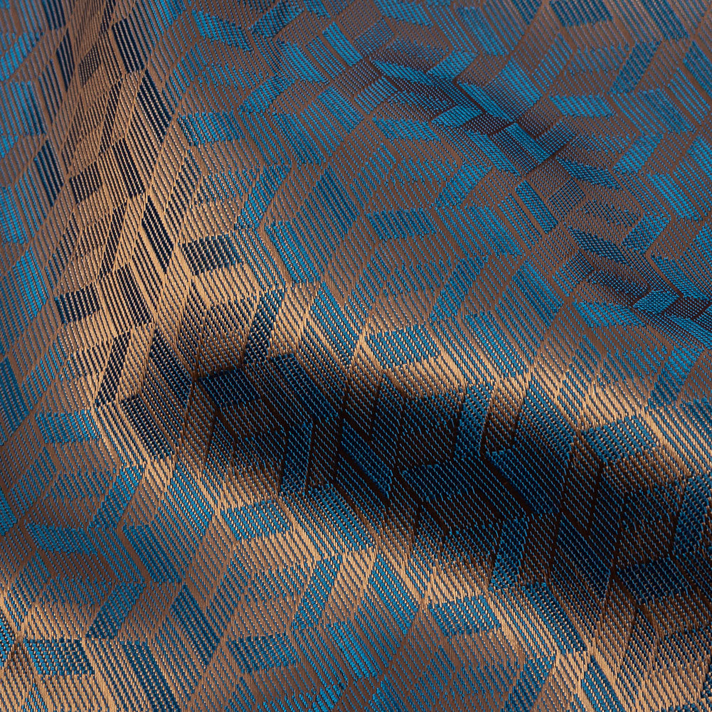 Geometric Jacquard Lining - Blue and Beige Bi-Color Geometric Jacquard Lining - Blue and Beige Bi-Color