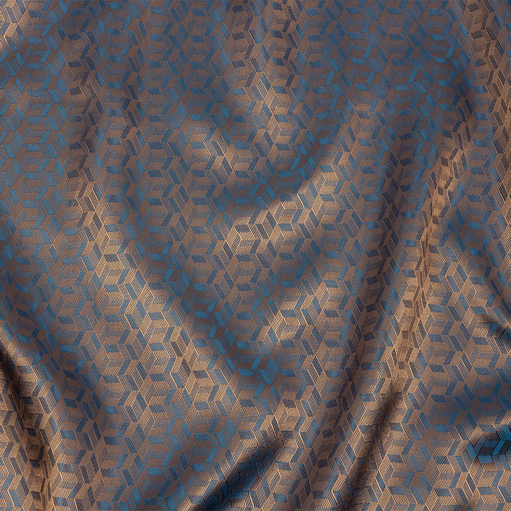 Geometric Jacquard Lining - Blue and Beige Bi-Color Geometric Jacquard Lining - Blue and Beige Bi-Color