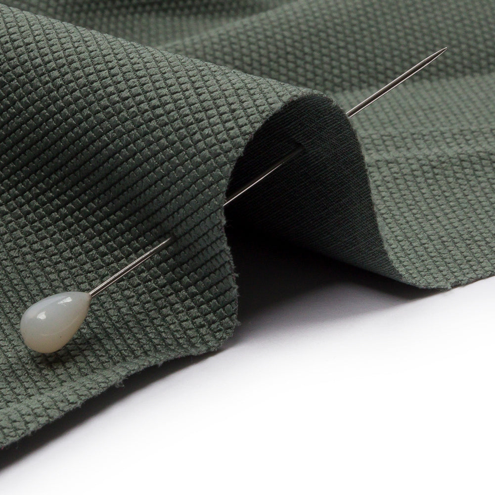 Olive Diamond Stretch Polyester Pique Folded Olive Diamond Stretch Polyester Pique Folded