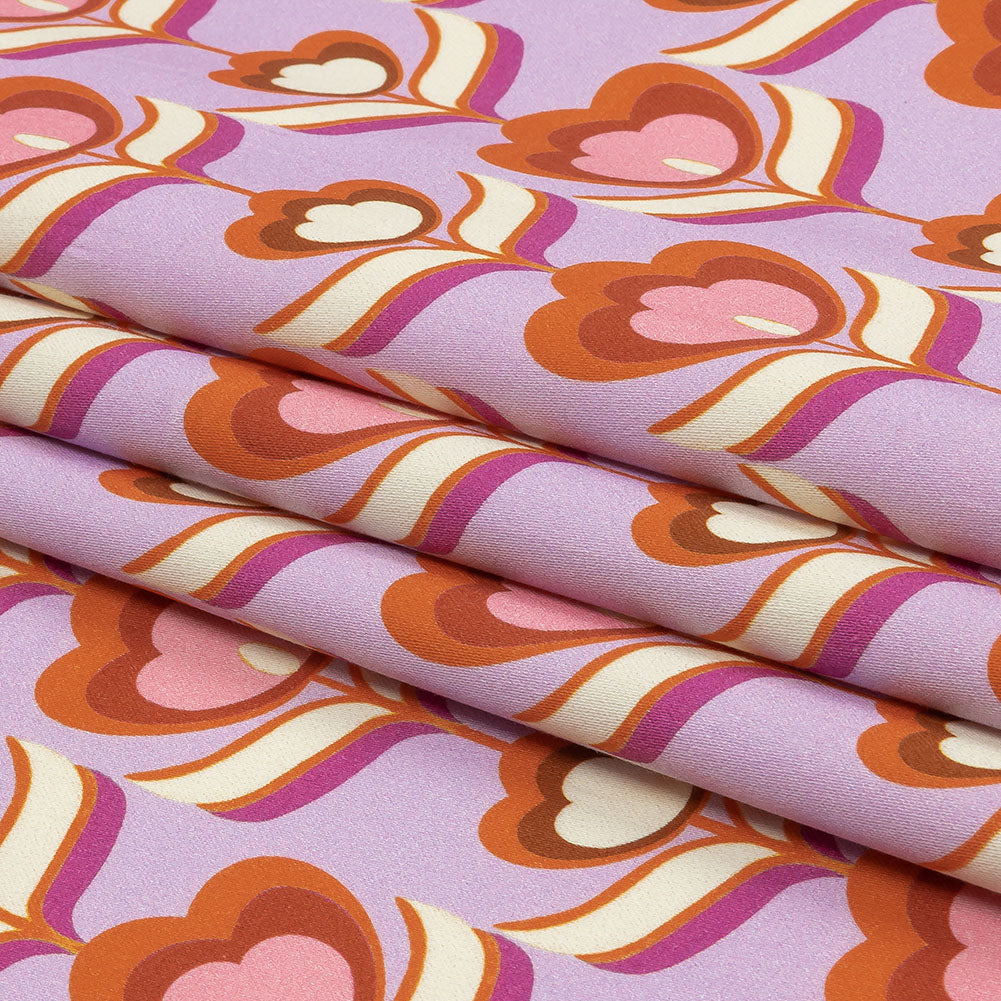 Stretch Cotton Sateen - Lavender, Pink and White Floral - Tulip Twist Print - Mood Exclusive Groove Collection Stretch Cotton Sateen - Lavender, Pink and White Floral - Tulip Twist Print - Mood Exclusive Groove Collection