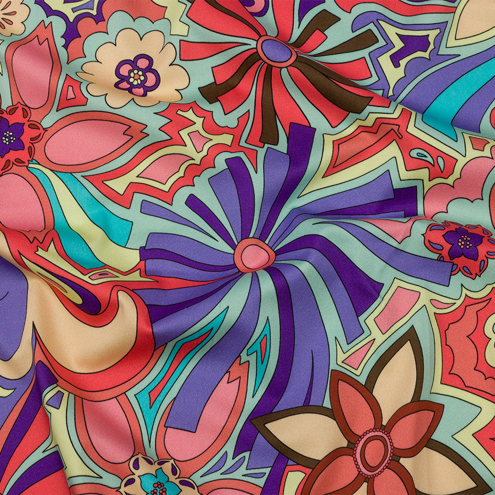 Stretch Cotton Sateen - Red and Purple Floral - Holy Grail Print - Mood Exclusive Groove Collection Stretch Cotton Sateen - Red and Purple Floral - Holy Grail Print - Mood Exclusive Groove Collection