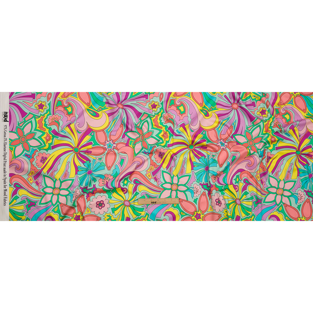 Stretch Cotton Sateen - Blue and Purple Floral - Holy Grail Print - Mood Exclusive Groove Collection Stretch Cotton Sateen - Blue and Purple Floral - Holy Grail Print - Mood Exclusive Groove Collection