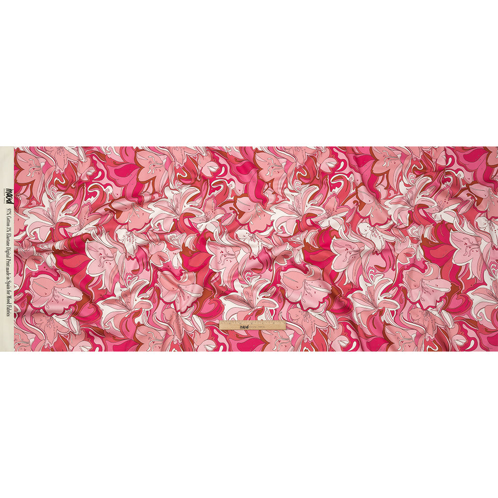 Stretch Cotton Sateen - Pink and White Floral - Far Out Florals Print - Mood Exclusive Groove Collection - Full Stretch Cotton Sateen - Pink and White Floral - Far Out Florals Print - Mood Exclusive Groove Collection - Full