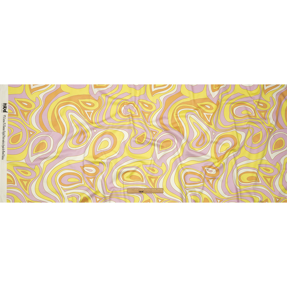 Stretch Cotton Sateen - Light Purple and Yellow Abstract - Carnival Candy Print - Mood Exclusive Groove Collection Stretch Cotton Sateen - Light Purple and Yellow Abstract - Carnival Candy Print - Mood Exclusive Groove Collection