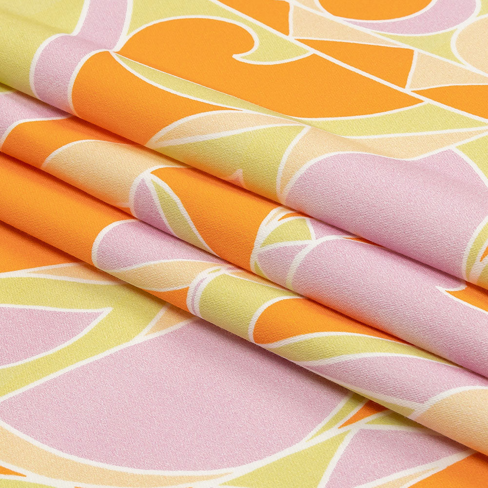 Stretch Cotton Sateen - Orange, Green and Purple Abstract - All Summer Long Print - Mood Exclusive Groove Collection - Folded Stretch Cotton Sateen - Orange, Green and Purple Abstract - All Summer Long Print - Mood Exclusive Groove Collection - Folded