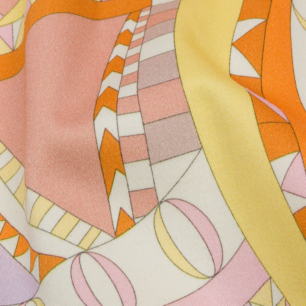 Stretch Cotton Sateen - Pink and Orange Geometric Abstract - Lizard Leap Print - Mood Exclusive Groove Collection Stretch Cotton Sateen - Pink and Orange Geometric Abstract - Lizard Leap Print - Mood Exclusive Groove Collection