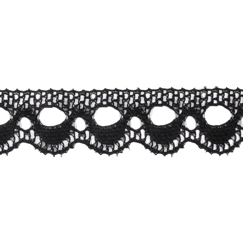 Black Scalloped Raschel Lace Trim - 0.75" Detail Black Scalloped Raschel Lace Trim - 0.75" Detail