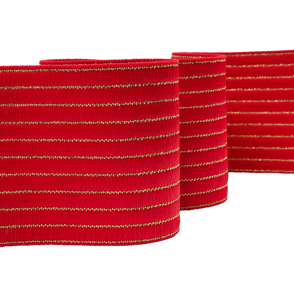 Red and Metallic Gold Striped Elastic Trim - 3" Red and Metallic Gold Striped Elastic Trim - 3"