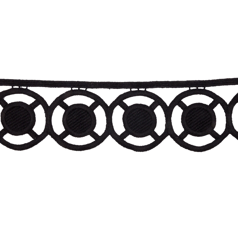 Black Big Circles Venise Lace Trim - 2.5" Black Big Circles Venise Lace Trim - 2.5"