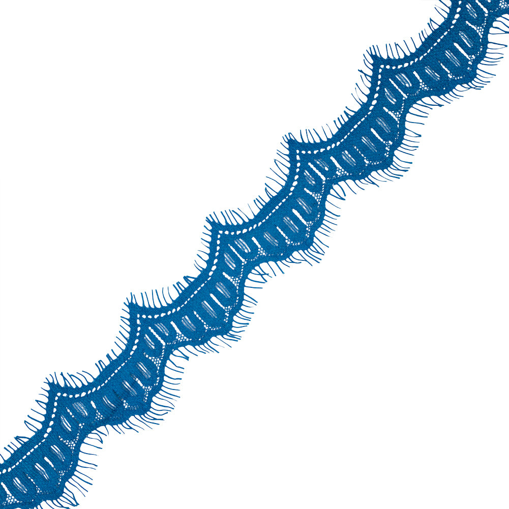 Blue Scalloped Lace Trim with Eyelash Fringe - 1.875" Blue Scalloped Lace Trim with Eyelash Fringe - 1.875"