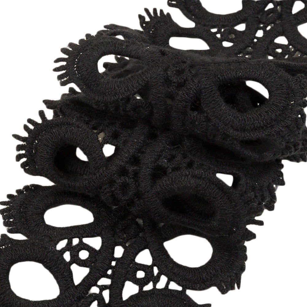 Black Circles and Loop de Loops Lace Trim - 3" Folded Black Circles and Loop de Loops Lace Trim - 3" Folded