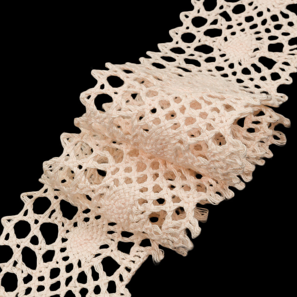 Pale Peach Scalloped Classic Crochet Lace Trim - 2" Folded Pale Peach Scalloped Classic Crochet Lace Trim - 2" Folded