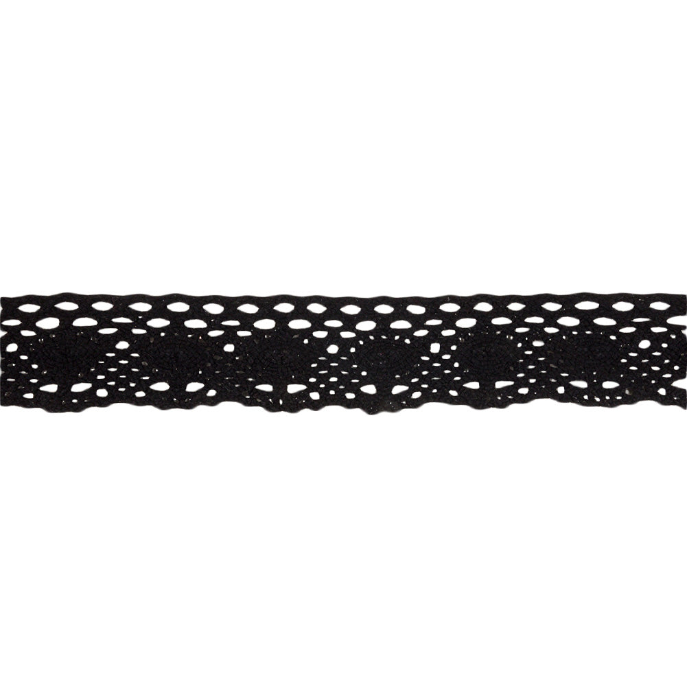 Black Lozenges and Latticework Crochet Lace Trim - 1.5" Black Lozenges and Latticework Crochet Lace Trim - 1.5"