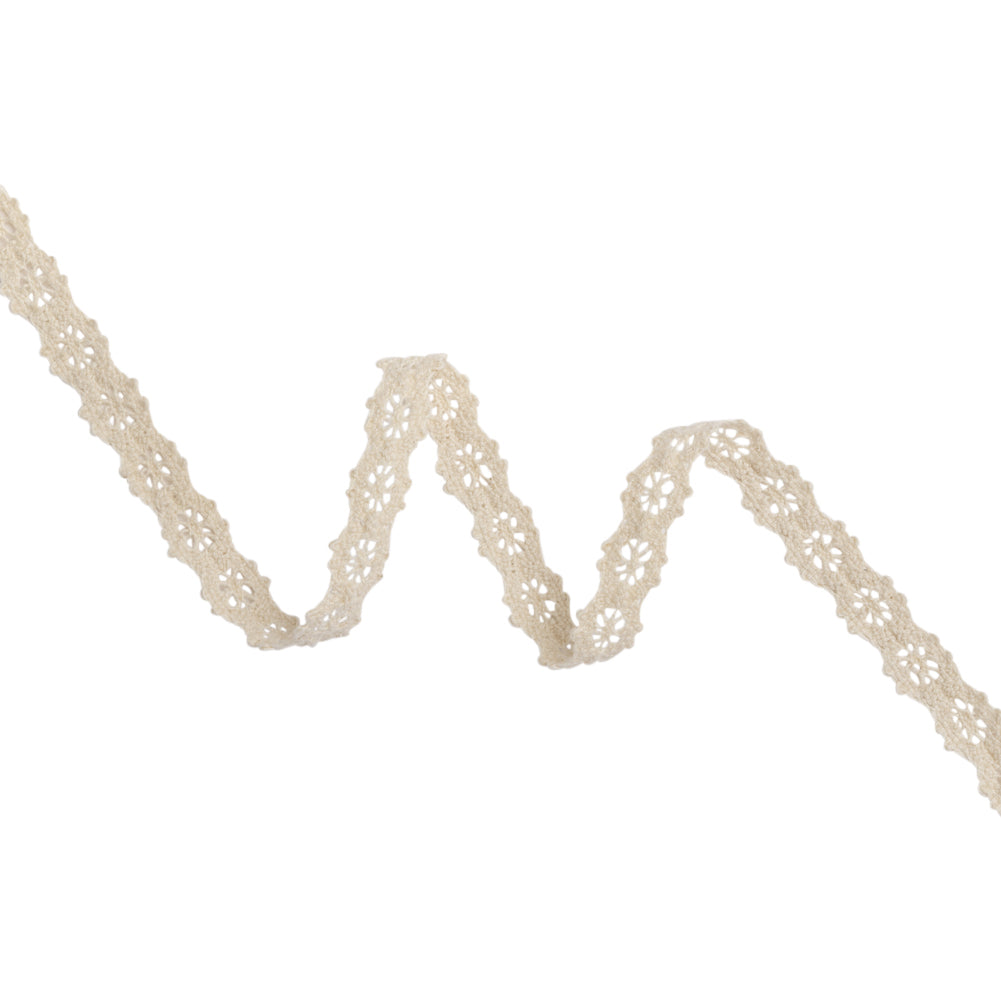 Natural Little Wheels Cotton Cluny Lace Trim - 0.625" Natural Little Wheels Cotton Cluny Lace Trim - 0.625"