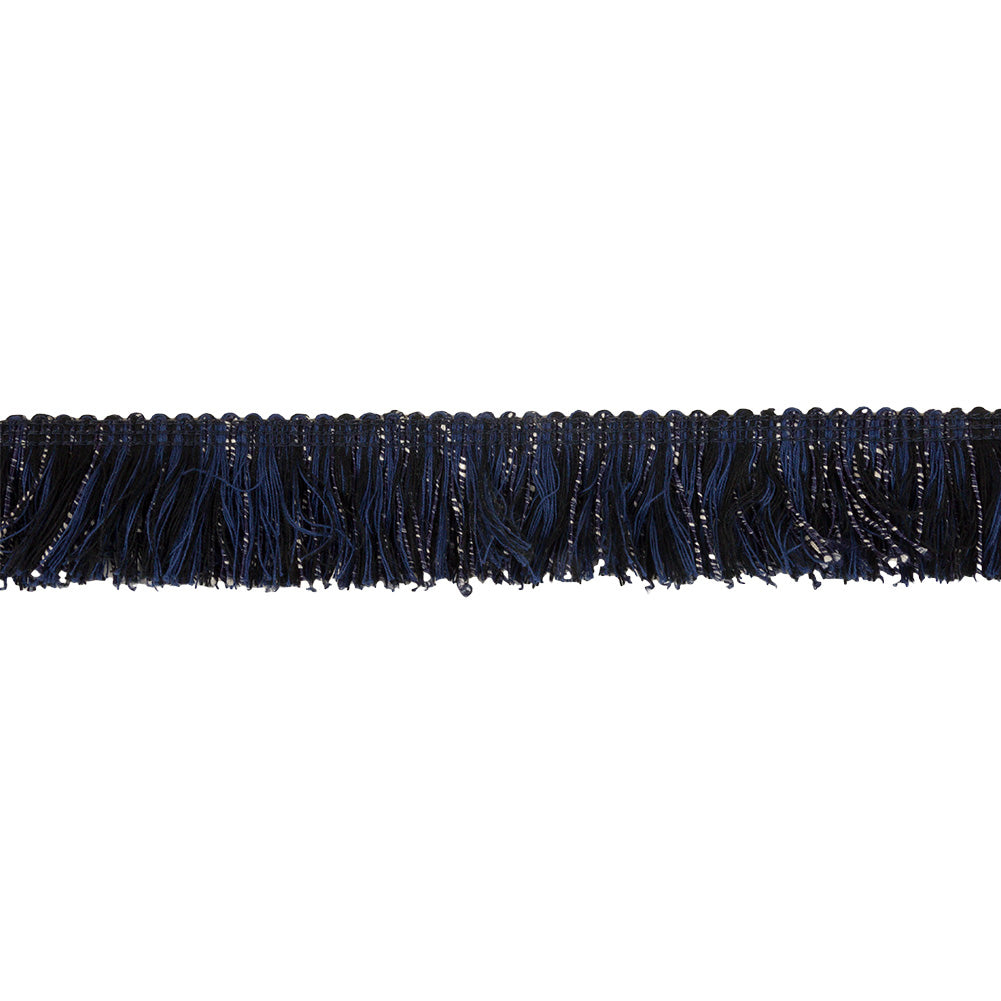 Black, Navy and White Mottled Cotton Brush Fringe Trim - 1.5" Black, Navy and White Mottled Cotton Brush Fringe Trim - 1.5"