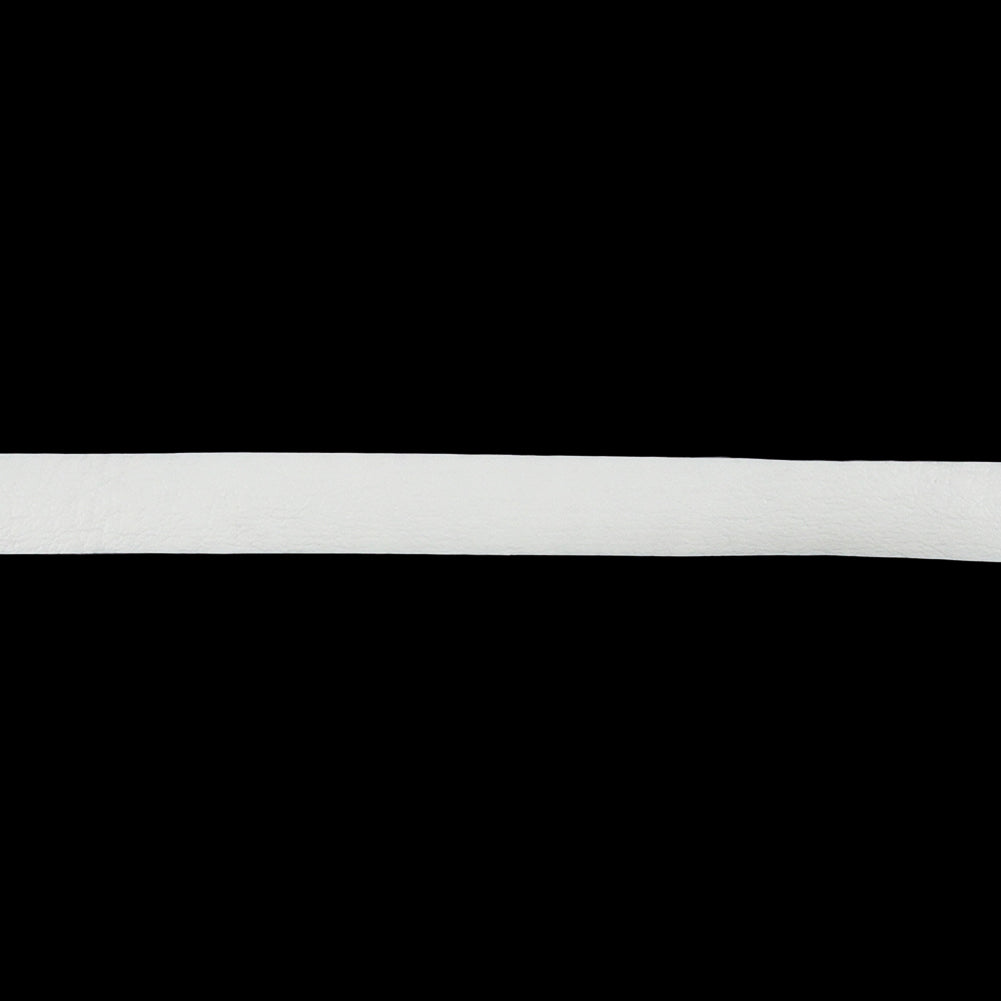 White Textured Faux Leather Tape Trim with Knit Back - 0.25" Detail White Textured Faux Leather Tape Trim with Knit Back - 0.25" Detail