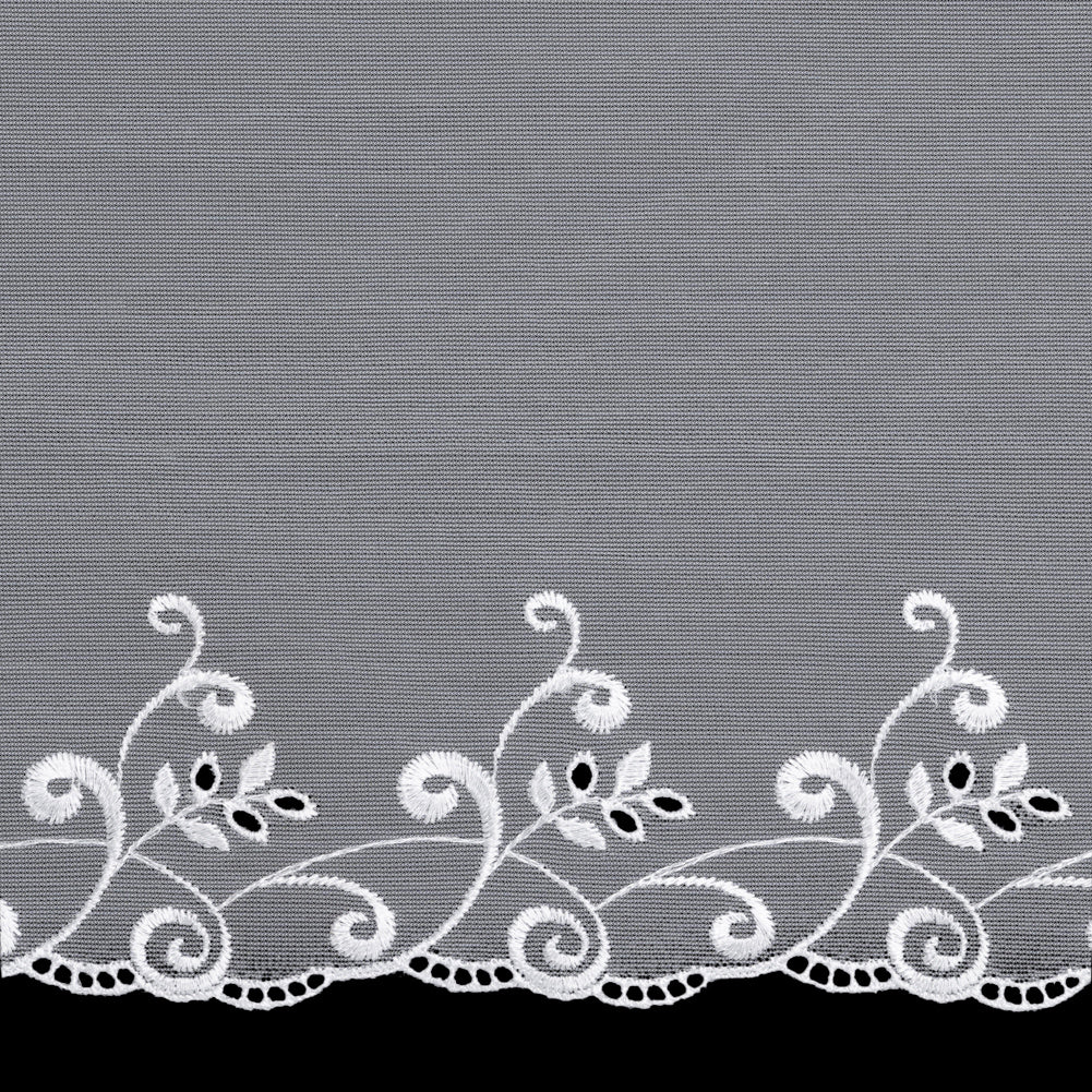 White Whispy Floral Embroidered Mesh Lace Trim with Scalloped Edges - 8.25" Detail White Whispy Floral Embroidered Mesh Lace Trim with Scalloped Edges - 8.25" Detail