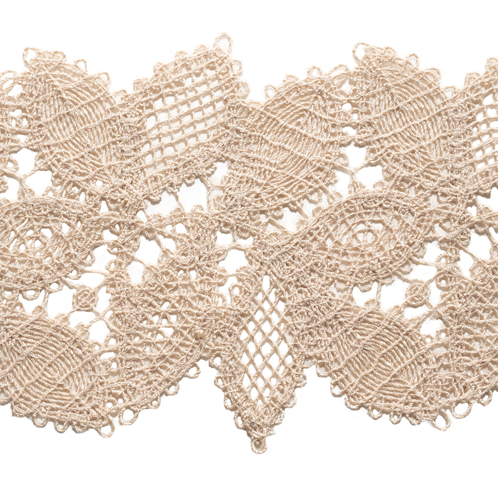 Beige Luminous Leaves Lace Trim - 2.75" Folded Beige Luminous Leaves Lace Trim - 2.75" Folded