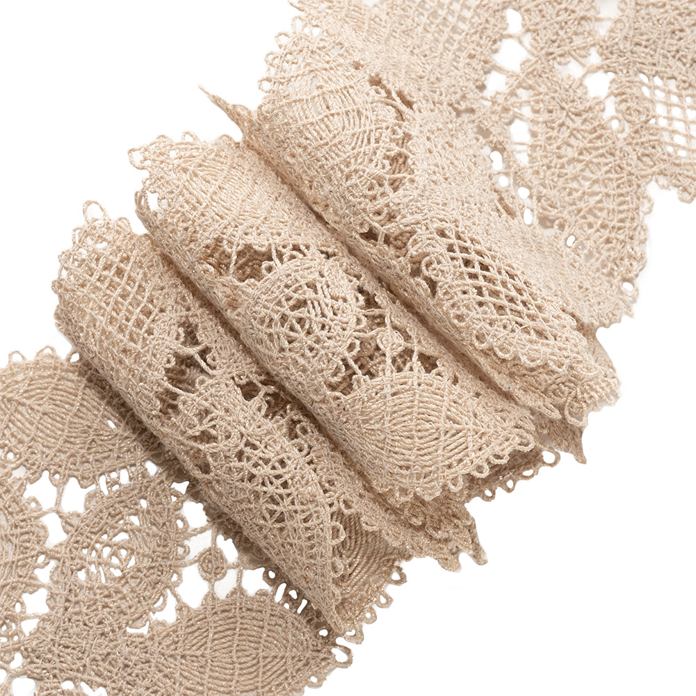 Beige Luminous Leaves Lace Trim - 2.75" Detail Beige Luminous Leaves Lace Trim - 2.75" Detail