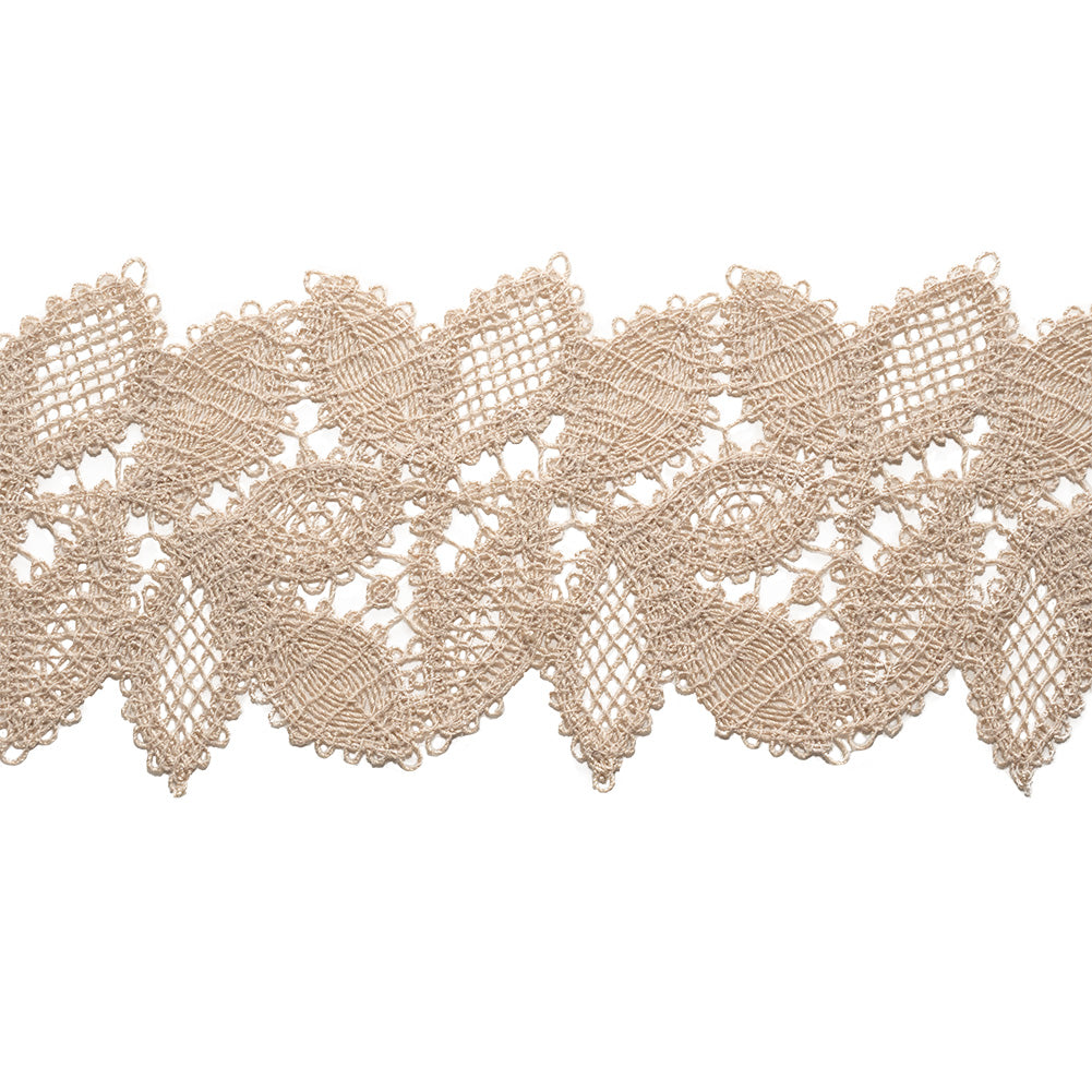 Beige Luminous Leaves Lace Trim - 2.75" Beige Luminous Leaves Lace Trim - 2.75"