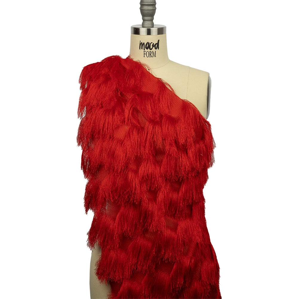 Tango Red Zig Zag Fringe Mesh Tango Red Zig Zag Fringe Mesh