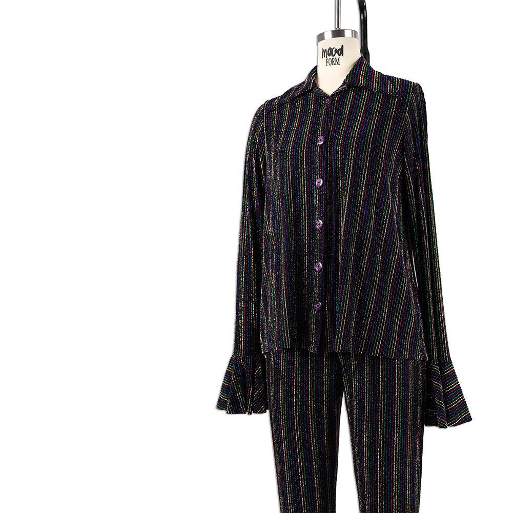 Black and Rainbow Striped Stretch Nylon Knit Black and Rainbow Striped Stretch Nylon Knit