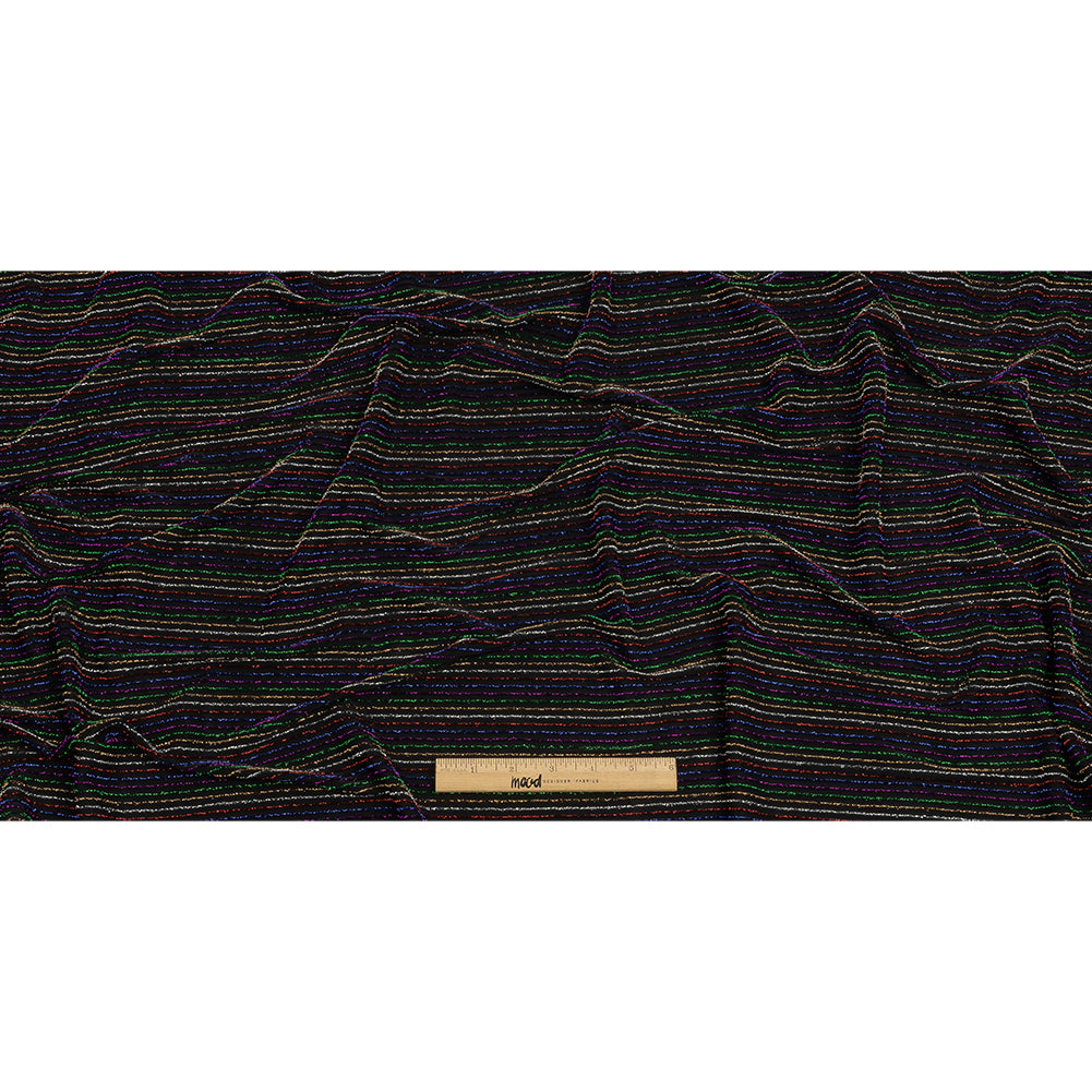 Black and Rainbow Striped Stretch Nylon Knit Black and Rainbow Striped Stretch Nylon Knit