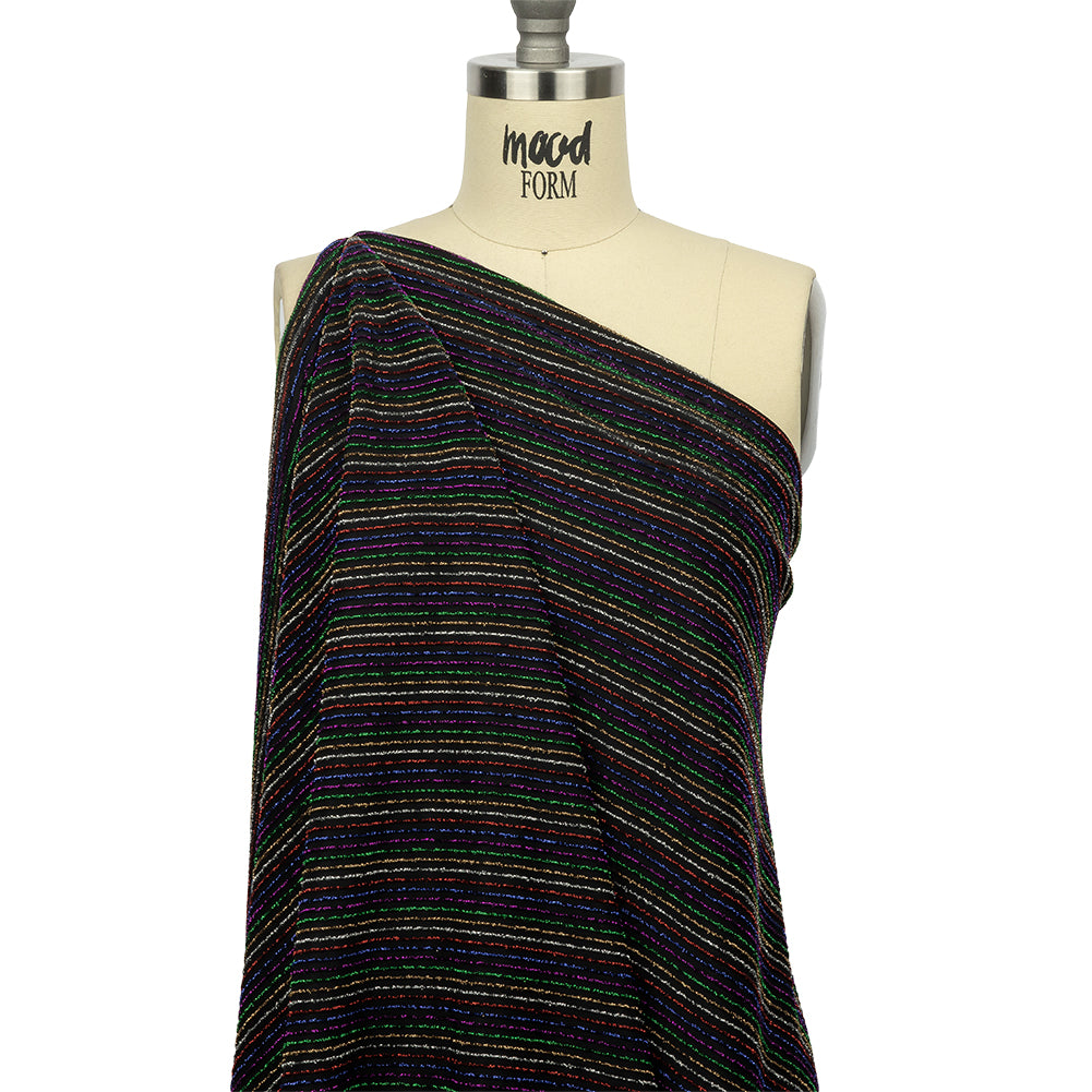 Black and Rainbow Striped Stretch Nylon Knit Black and Rainbow Striped Stretch Nylon Knit