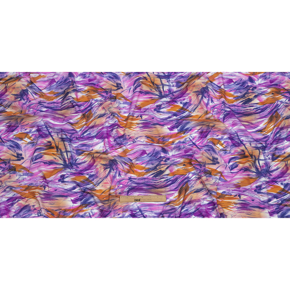 Pink, Purple and Orange Wild Brushstrokes Stretch Nylon Tricot Full Pink, Purple and Orange Wild Brushstrokes Stretch Nylon Tricot Full