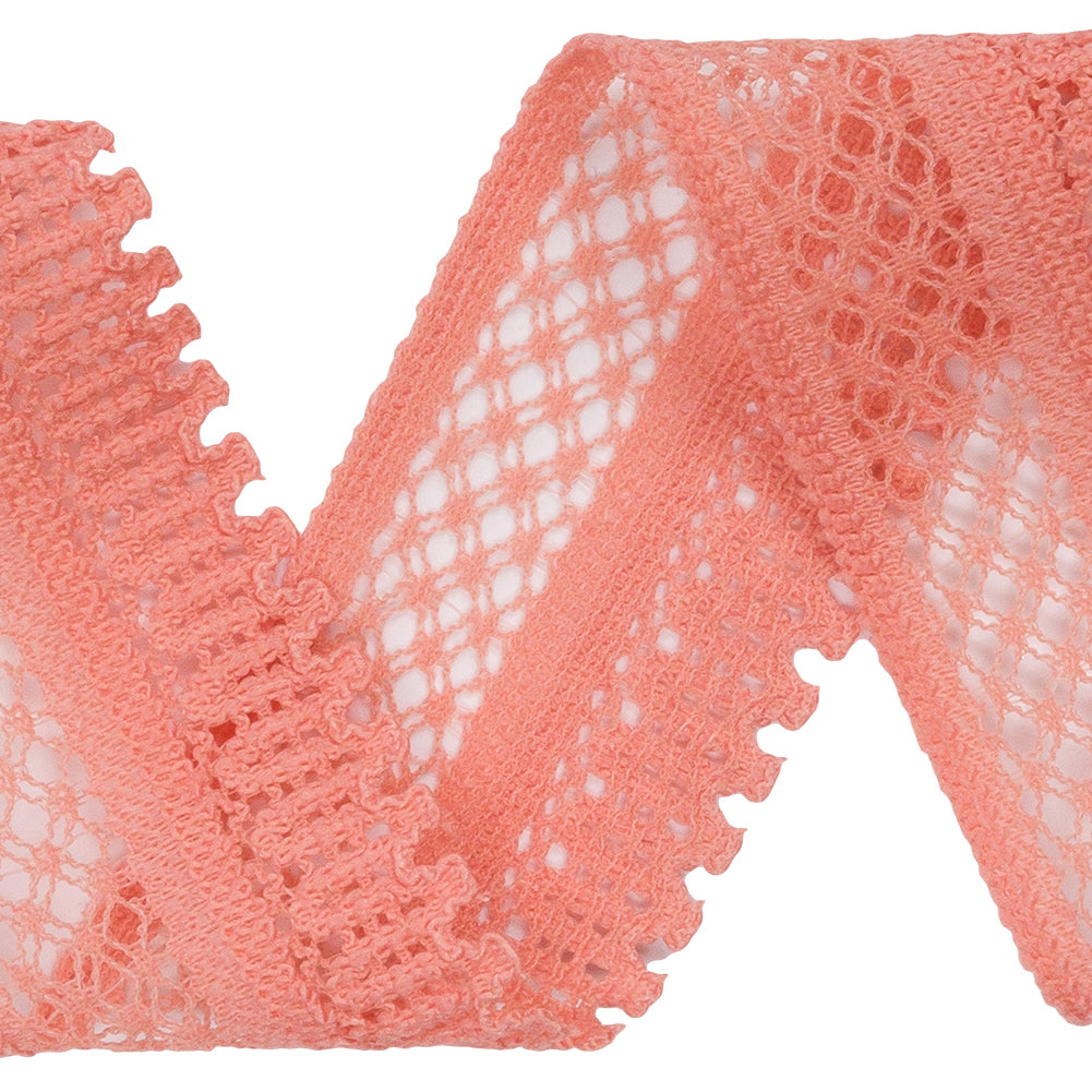 Coral Latticework and Scallops Stretch Lace Trim - 1" Detail Coral Latticework and Scallops Stretch Lace Trim - 1" Detail