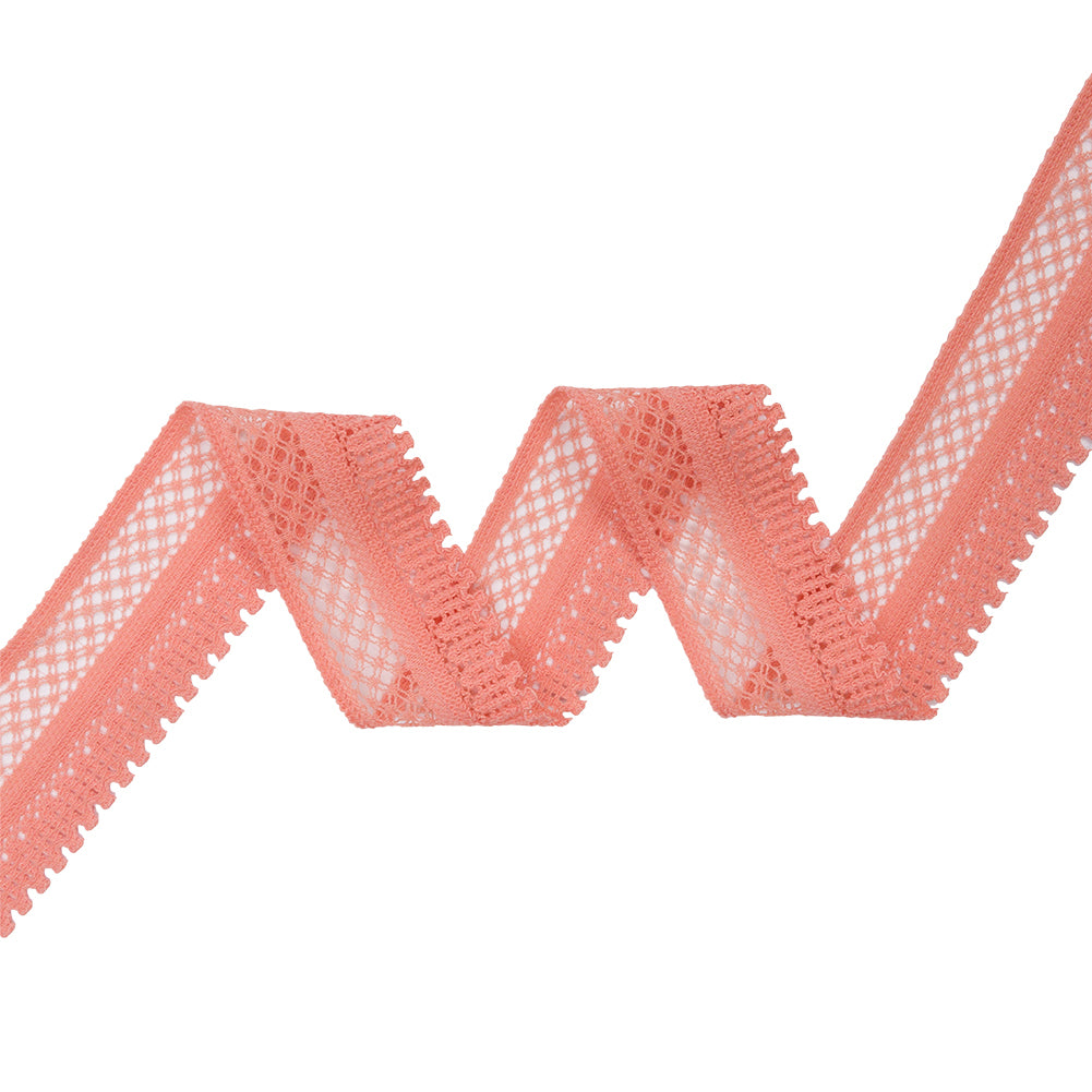 Coral Latticework and Scallops Stretch Lace Trim - 1" Coral Latticework and Scallops Stretch Lace Trim - 1"