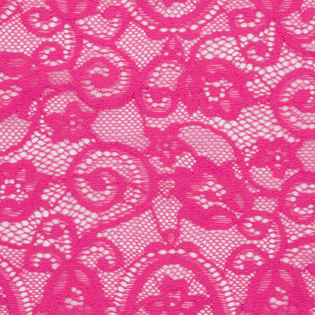 Palm Beach Floral Scrolls Stretch Lace Trim with Scalloped Edges - 6.25" Detail Palm Beach Floral Scrolls Stretch Lace Trim with Scalloped Edges - 6.25" Detail