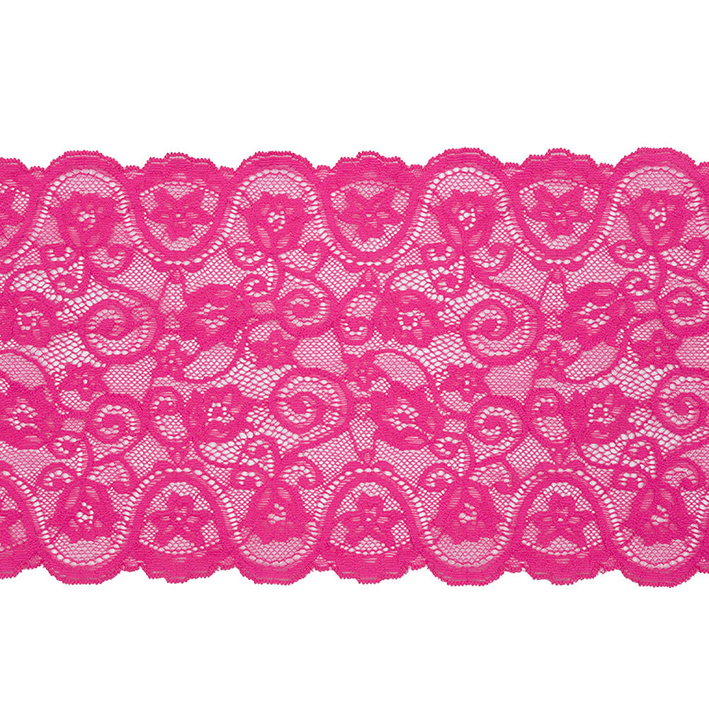 Palm Beach Floral Scrolls Stretch Lace Trim with Scalloped Edges - 6.25" Palm Beach Floral Scrolls Stretch Lace Trim with Scalloped Edges - 6.25"