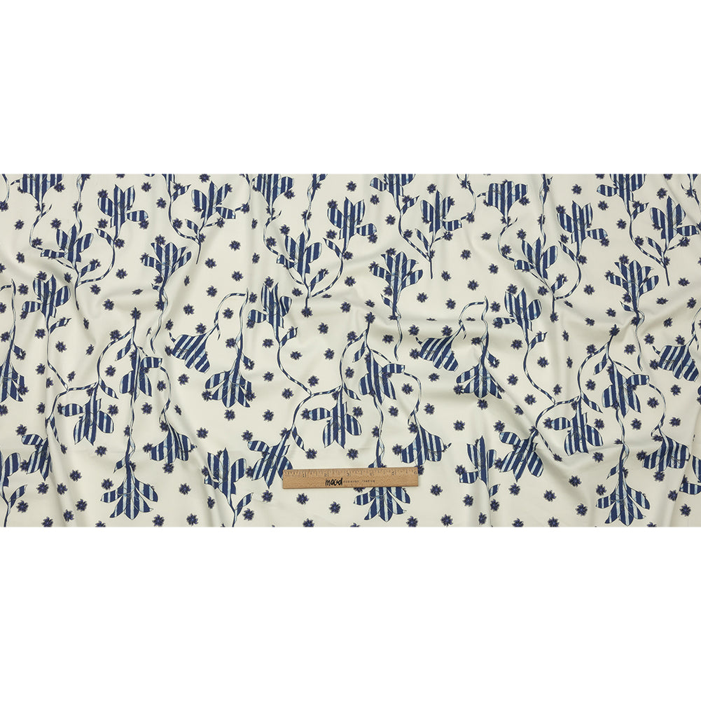 Stretch Cotton and Viscose Sateen Print - Blue and Cream Striped Flowers - Mood Exclusive Drip Drip Drop Stretch Cotton and Viscose Sateen Print - Blue and Cream Striped Flowers - Mood Exclusive Drip Drip Drop
