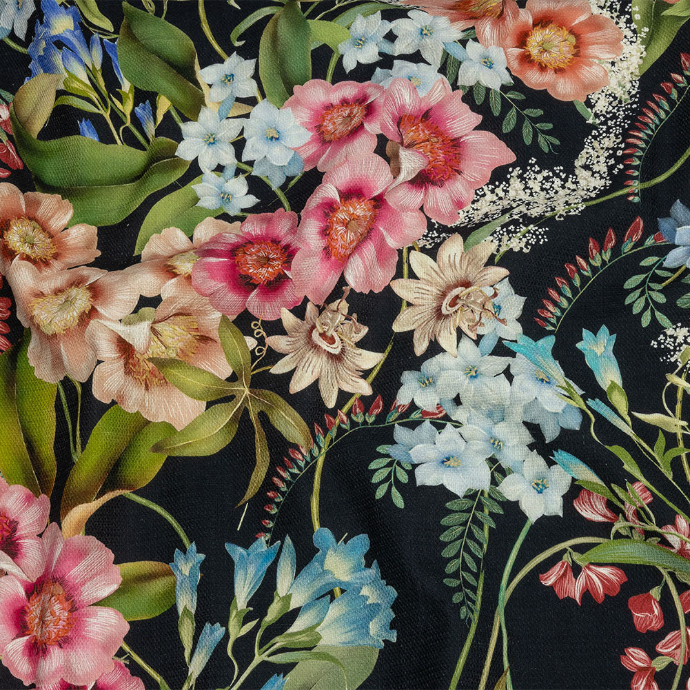 Mood Exclusive Navy Florist's Cuttings Stretch Cotton Woven Mood Exclusive Navy Florist's Cuttings Stretch Cotton Woven
