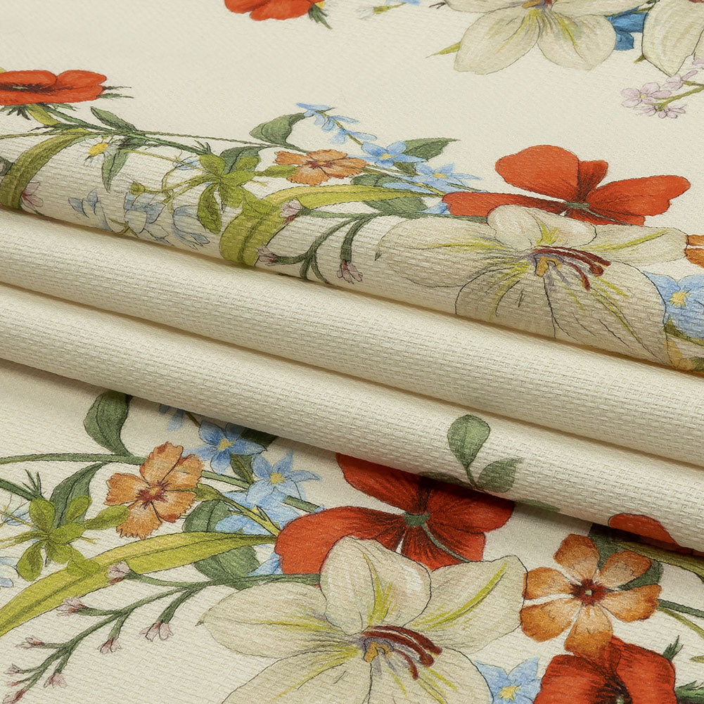 Mood Exclusive White Wildflower Fields Stretch Cotton Woven - Folded Mood Exclusive White Wildflower Fields Stretch Cotton Woven - Folded