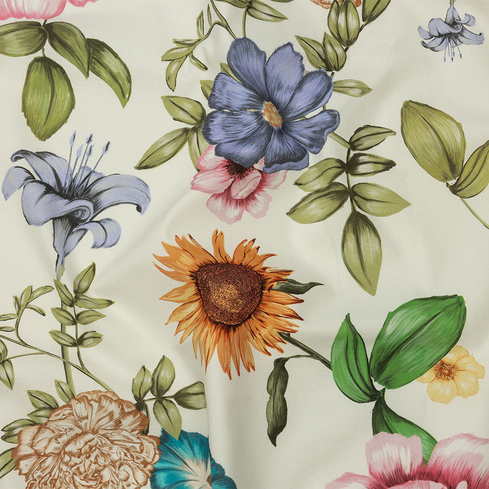 Stretch Cotton Canvas Print - White, Pink and Green Floral - Mood Exclusive Wonderland Garden Stretch Cotton Canvas Print - White, Pink and Green Floral - Mood Exclusive Wonderland Garden