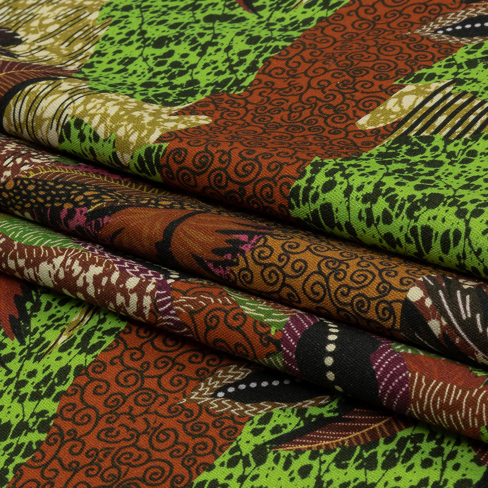 Stretch Cotton Twill Print - Brown and Green Textural Palm Trees - Mood Exclusive Island Energy Stretch Cotton Twill Print - Brown and Green Textural Palm Trees - Mood Exclusive Island Energy