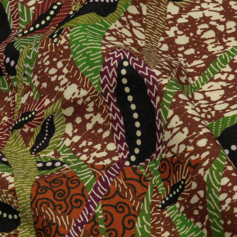 Stretch Cotton Twill Print - Brown and Green Textural Palm Trees - Mood Exclusive Island Energy Stretch Cotton Twill Print - Brown and Green Textural Palm Trees - Mood Exclusive Island Energy