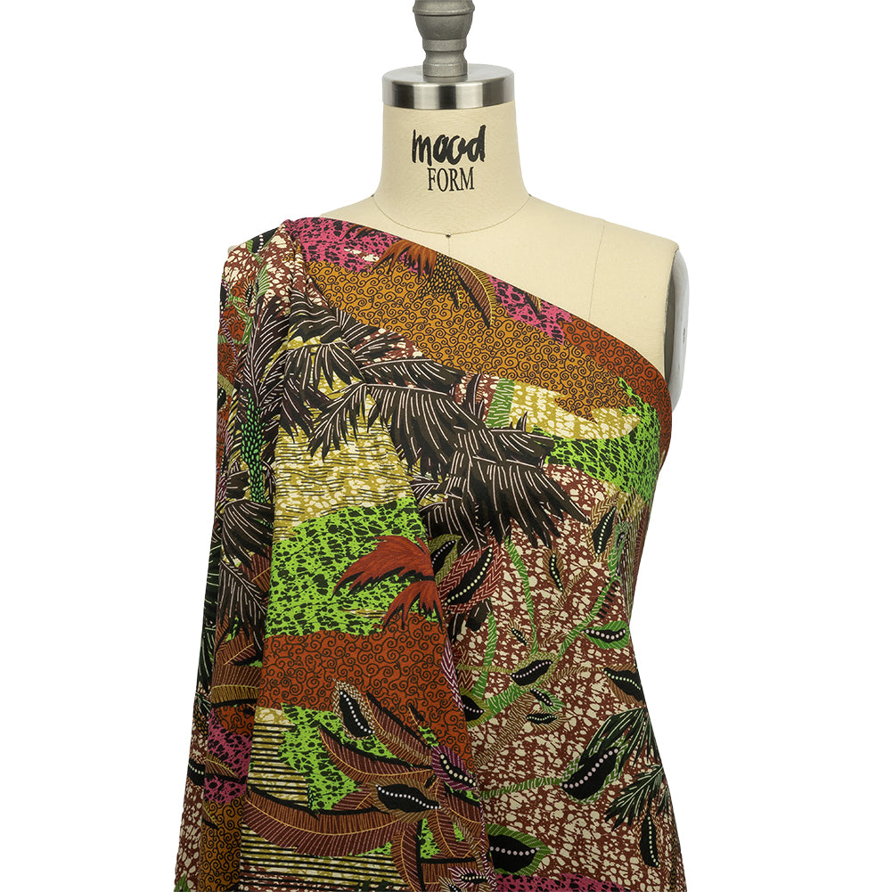 Stretch Cotton Twill Print - Brown and Green Textural Palm Trees - Mood Exclusive Island Energy Stretch Cotton Twill Print - Brown and Green Textural Palm Trees - Mood Exclusive Island Energy