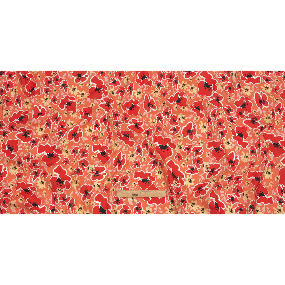 Cotton Voile Print - Orange and Red Floral - Mood Exclusive Grooving Blooms Full Cotton Voile Print - Orange and Red Floral - Mood Exclusive Grooving Blooms Full