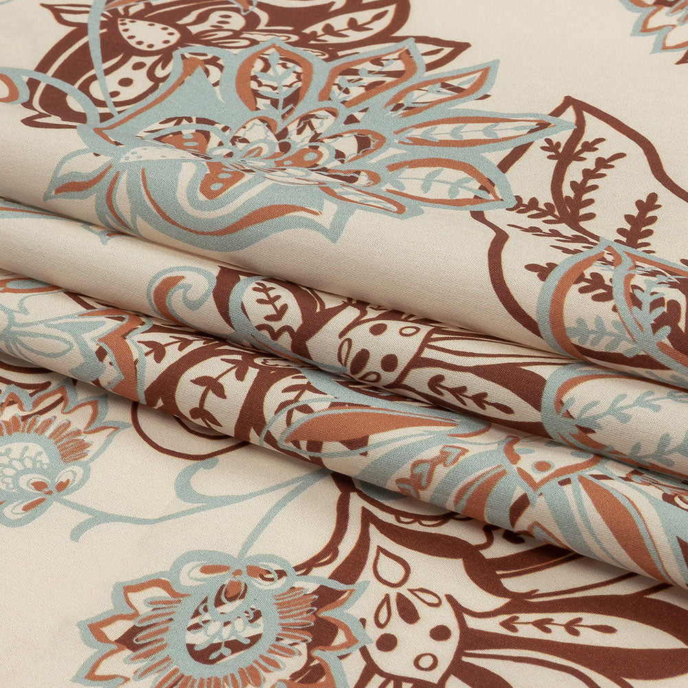 Cotton Poplin Print - Cream, Burgundy and Blue Floral - Mood Exclusive Floral Mirage Folded Cotton Poplin Print - Cream, Burgundy and Blue Floral - Mood Exclusive Floral Mirage Folded