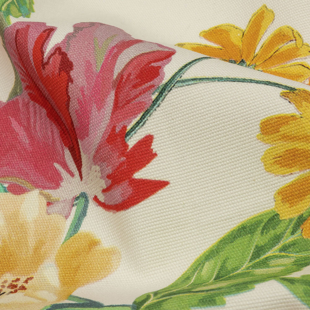 Stretch Cotton Canvas Print - White, Pink and Orange Floral - Mood Exclusive Garden Glory Stretch Cotton Canvas Print - White, Pink and Orange Floral - Mood Exclusive Garden Glory