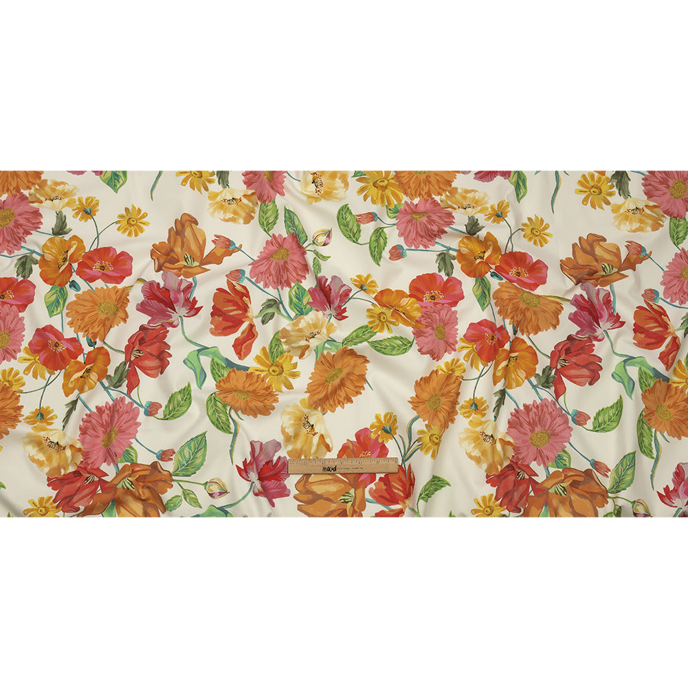 Stretch Cotton Canvas Print - White, Pink and Orange Floral - Mood Exclusive Garden Glory Stretch Cotton Canvas Print - White, Pink and Orange Floral - Mood Exclusive Garden Glory