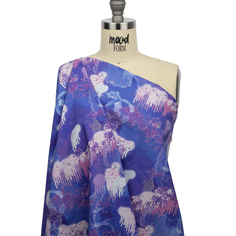Stretch Cotton Canvas Print - Purple and Blue Spray Paint Blobs - Mood Exclusive Painter's Paradise Drape Stretch Cotton Canvas Print - Purple and Blue Spray Paint Blobs - Mood Exclusive Painter's Paradise Drape
